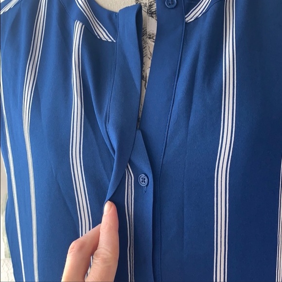 BB Dakota flowy tunic blue white striped sleeveless shirt dress button down - Picture 5 of 8